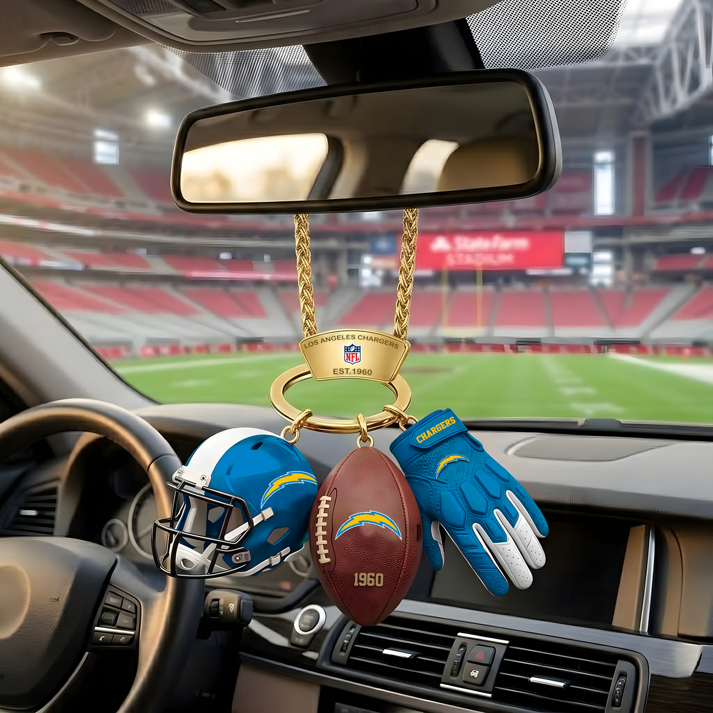 LAC X NFL Helmet and Football Car Ornament NAK NHT