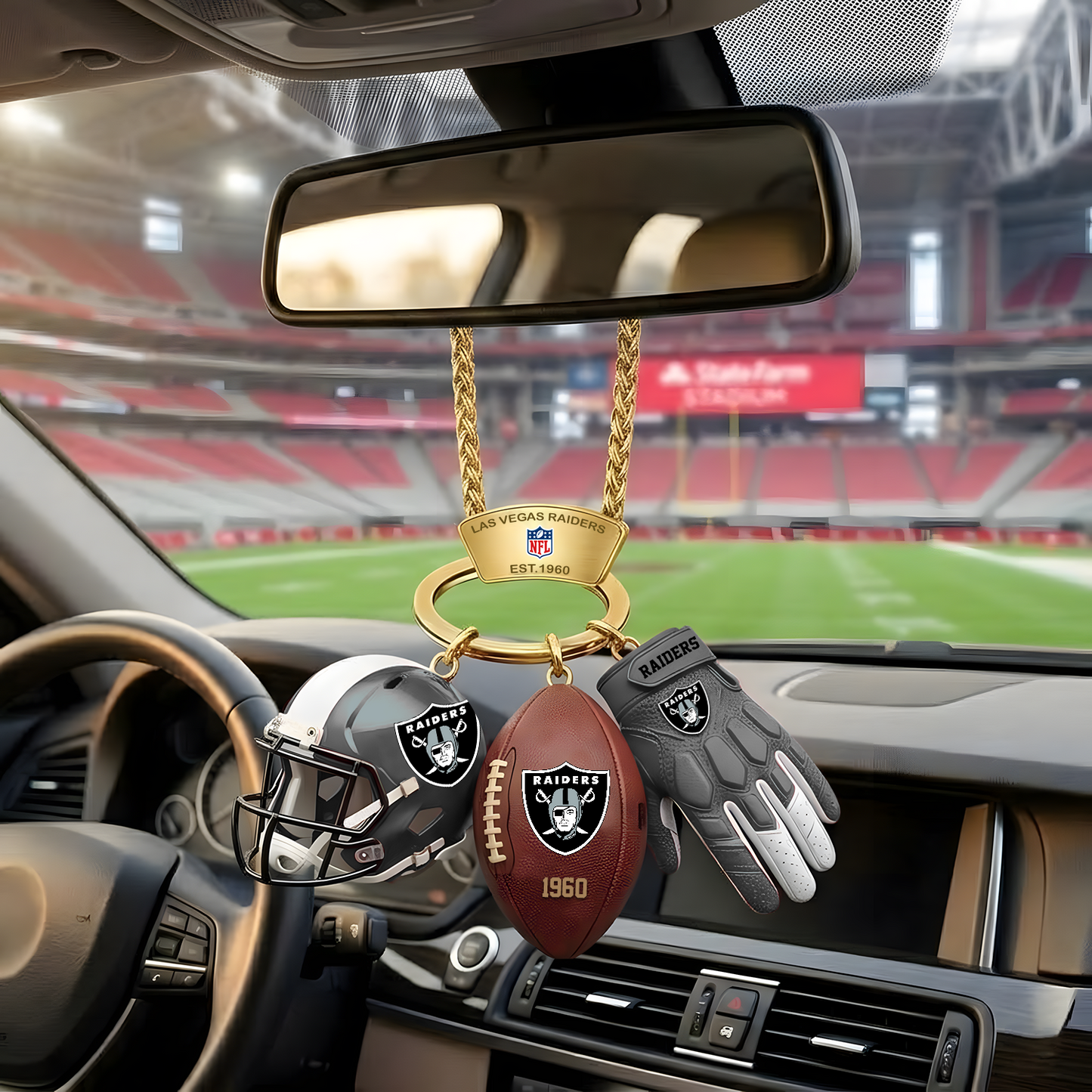 LV X NFL Helmet and Football Car Ornament NAK NHT