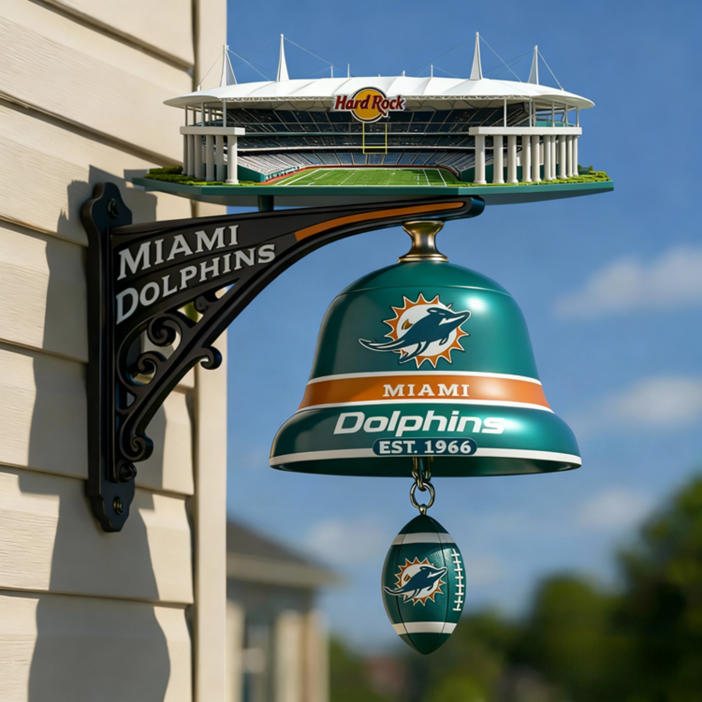 MIA X NFL Football Team Home Stadium-Themed Vintage Wall-Mounted Doorbell NAK NHT