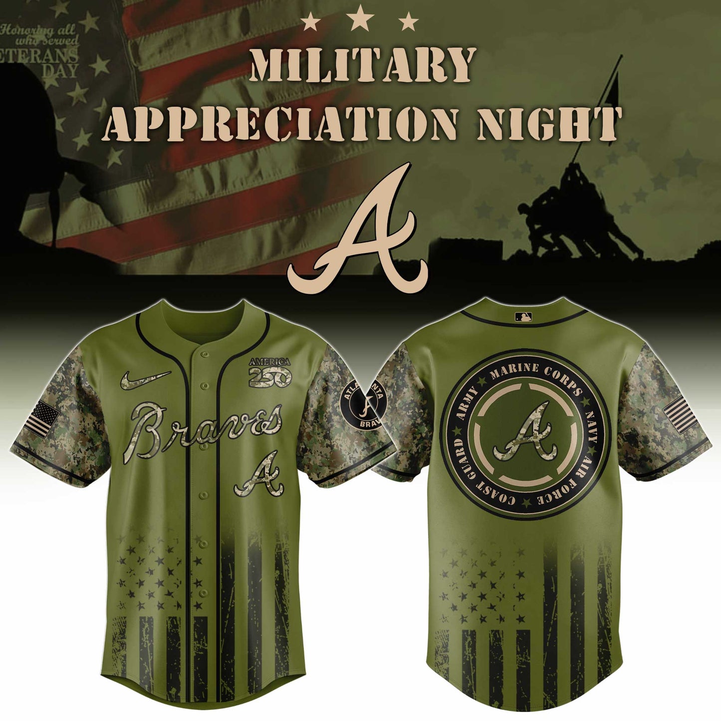 MLB x ATL Military Baseball Jersey HLP HLPHUONG