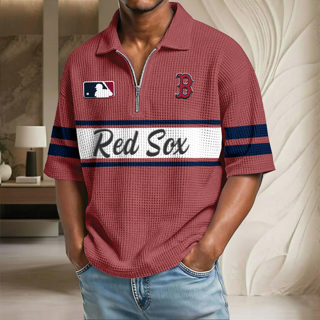 MLB x BOS Baseball Waffle Half-Zip Polo Shirt HLP HLPHUONG
