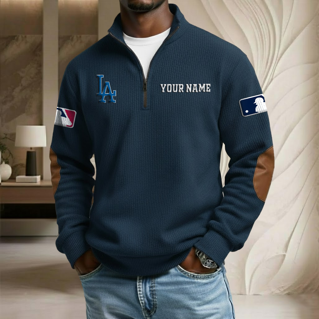 MLB x LAD Custom Name Stand Collar Half-zip Sweatshirt HLP HLPHUONG