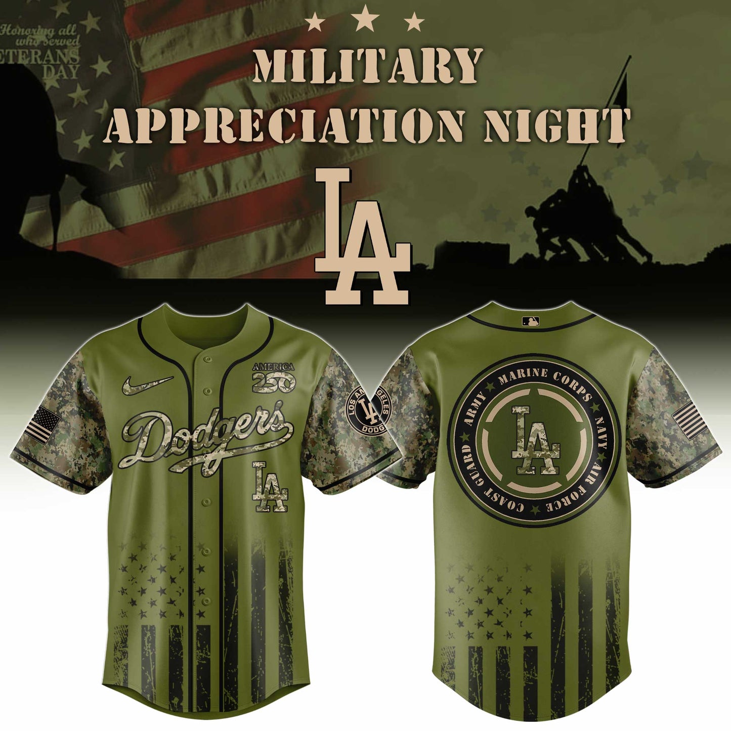 MLB x LAD Military Baseball Jersey HLP HLPHUONG
