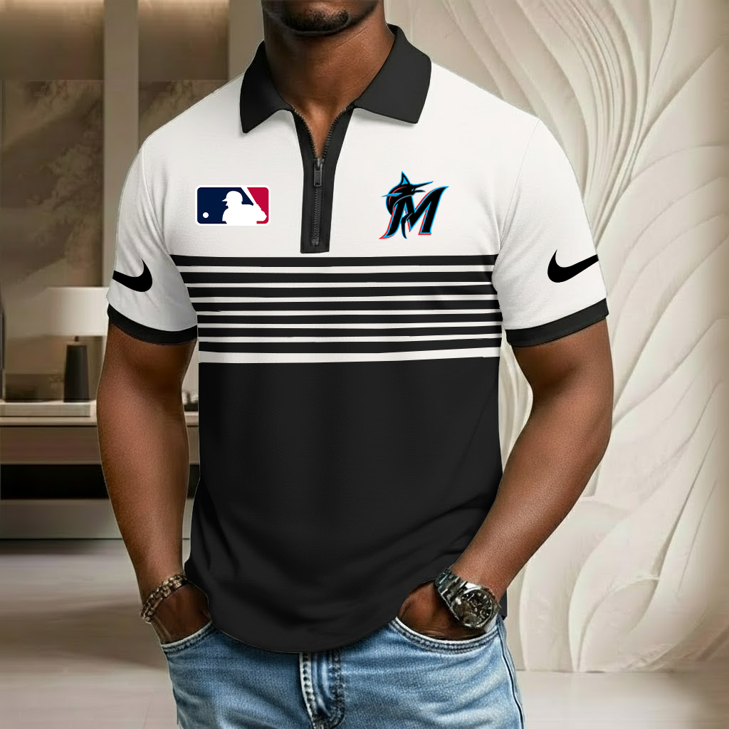 MLB x MIA Sport Zip Polo Golf Shirt HLP HLPHUONG