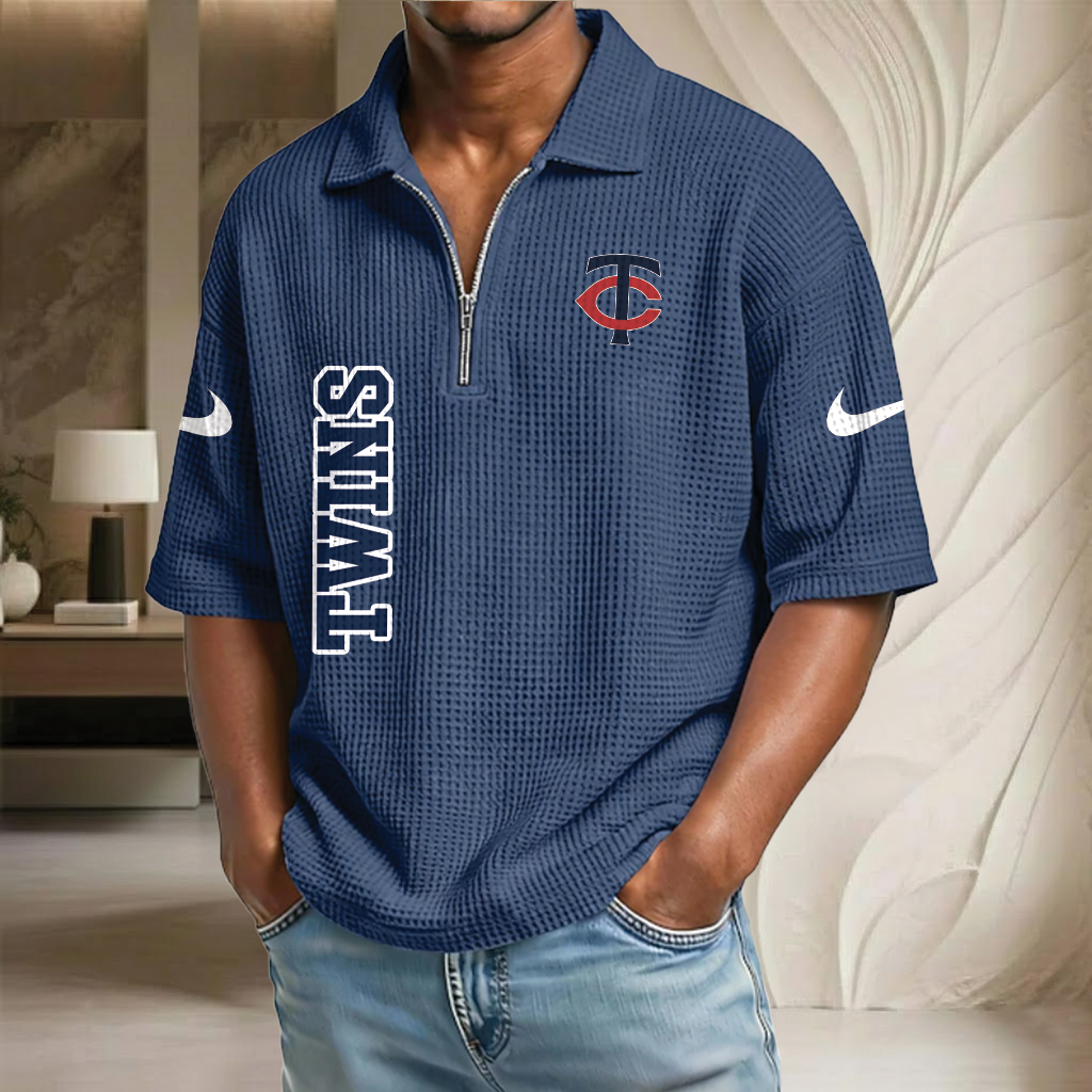 MLB x MIN Baseball Waffle Half-Zip Polo Shirt HLP HLPHUONG