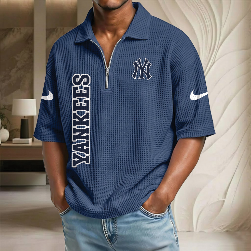 MLB x NYY Baseball Waffle Half-Zip Polo Shirt HLP HLPHUONG