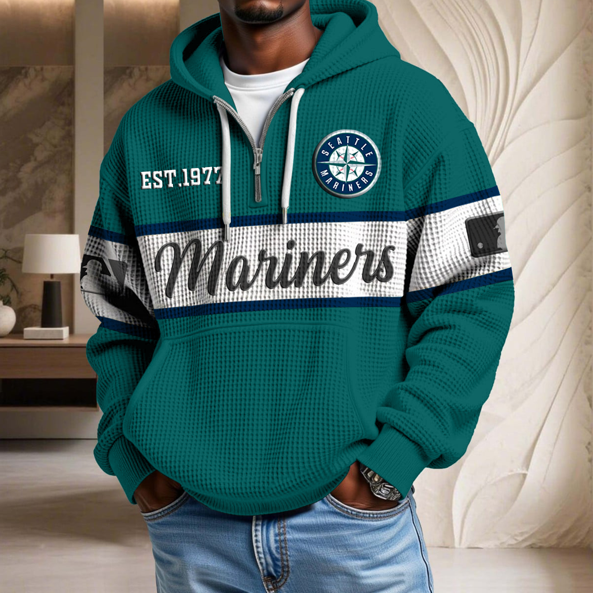 MLB x SM EST Waffle Half Zip Hoodie HLP HLPHUONG