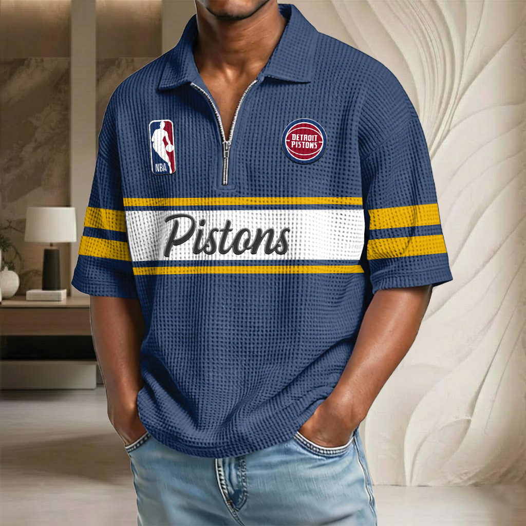 NBA x DP Basketball Waffle Half-Zip Polo Shirt HLP HLPHUONG