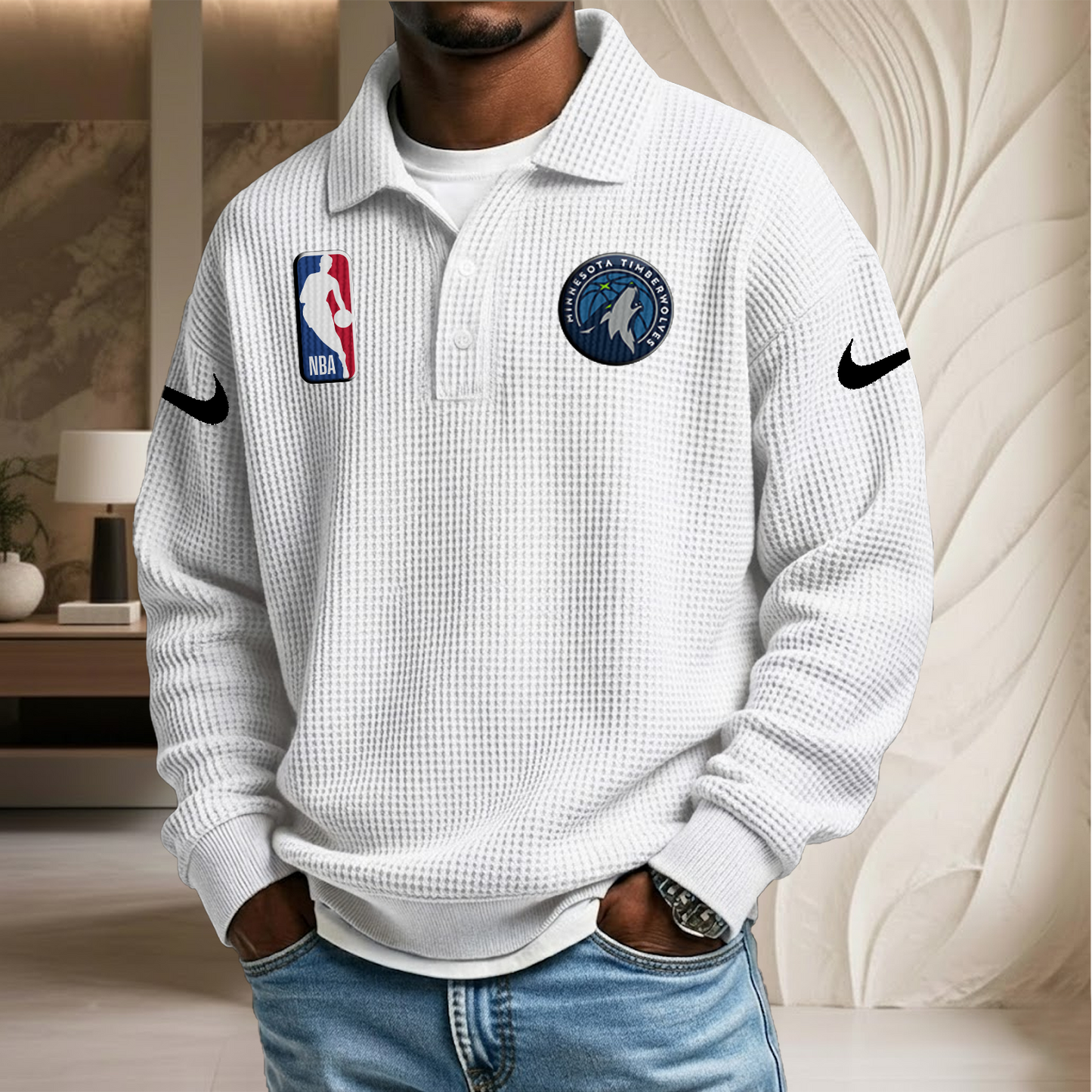 NBA x MT Waffle Three Button Lapel Polo HLP HLPHUONG
