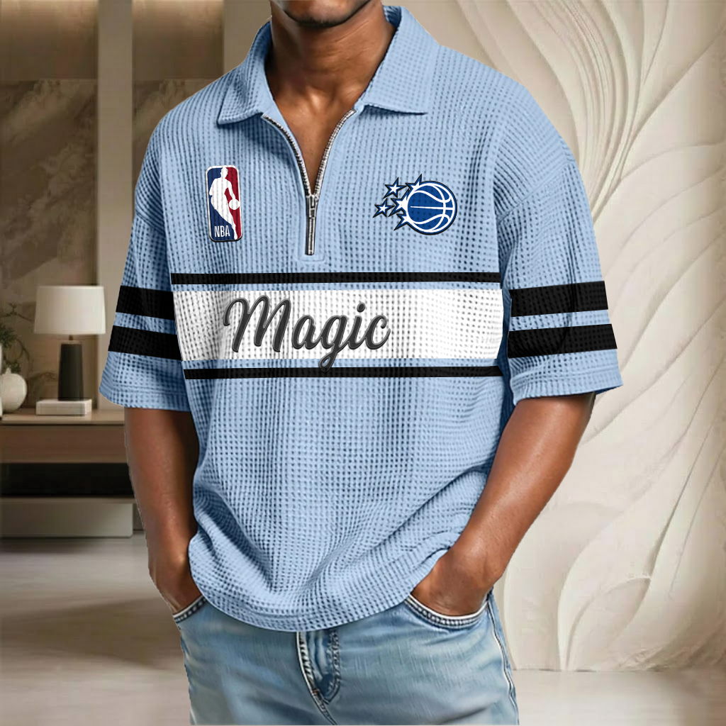 NBA x OM Basketball Waffle Half-Zip Polo Shirt HLP HLPHUONG