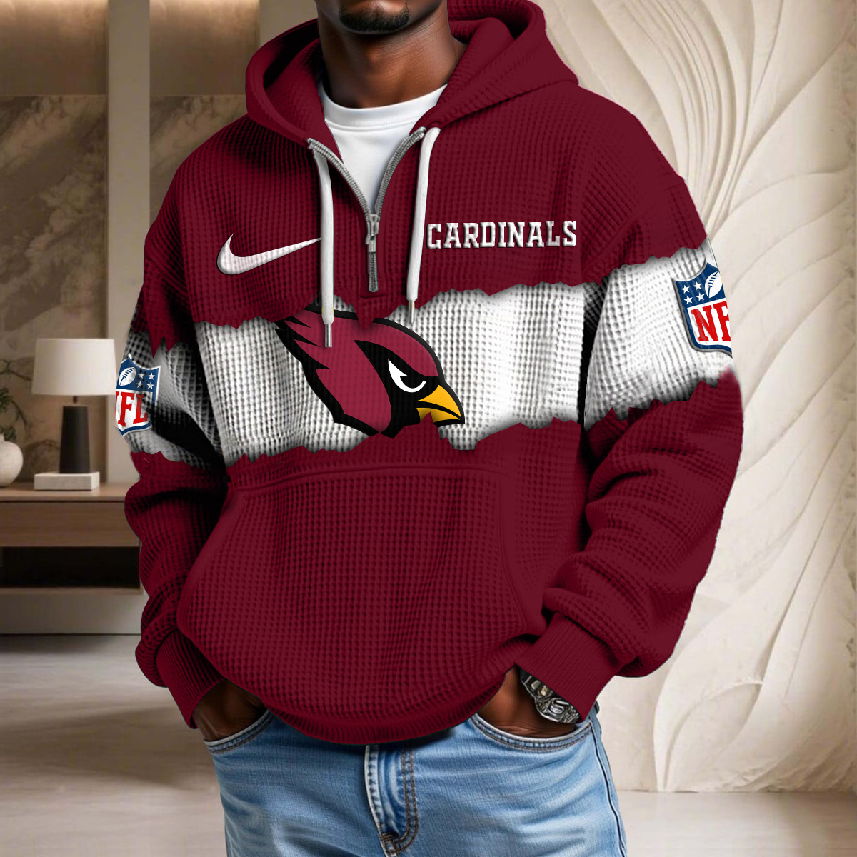 NFL x ARI Crack Waffle Half Zip Hoodie HLP HLPHUONG
