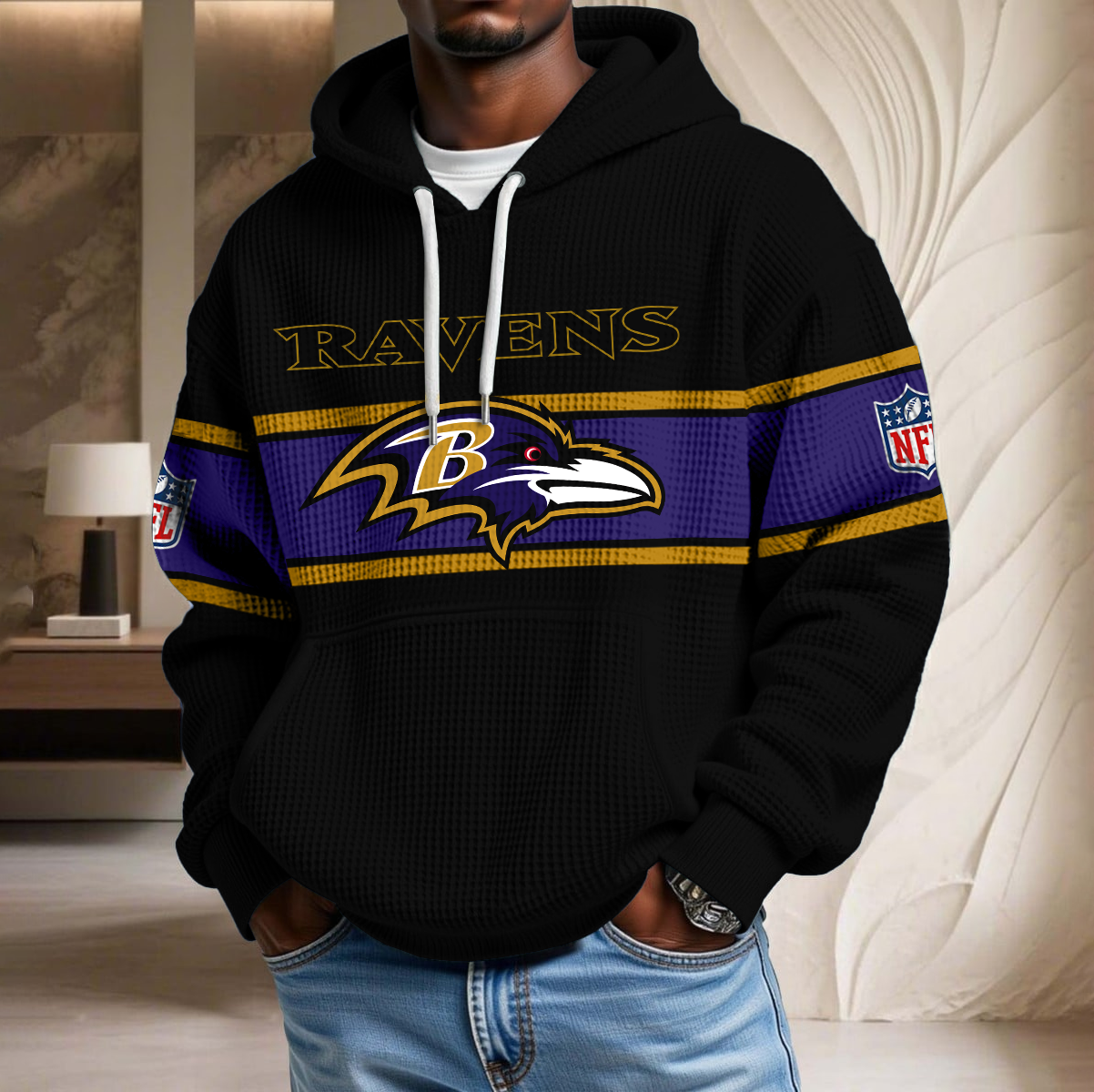 NFL x BAL Black Version Waffle Hoodie HLP HLPHUONG