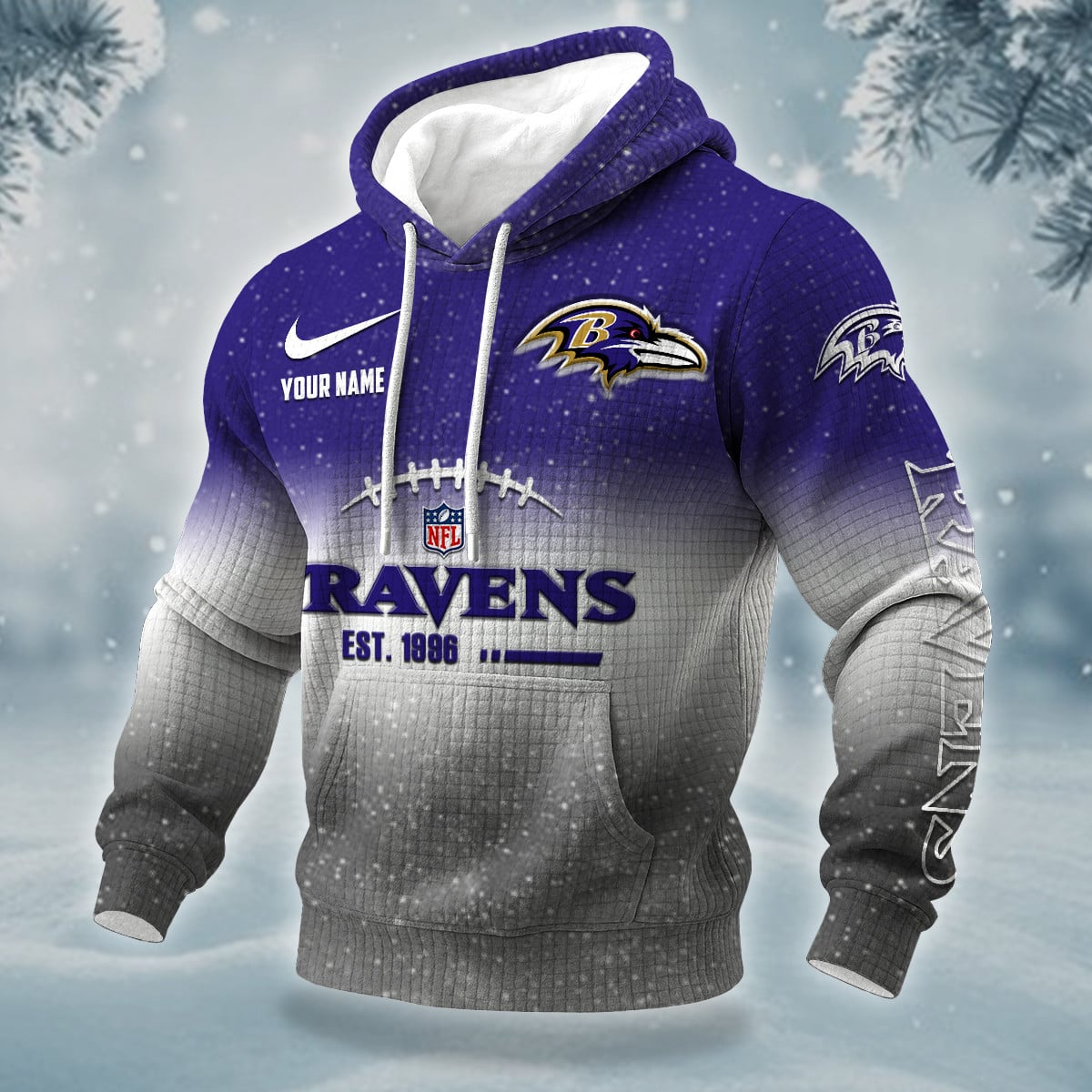 NFL x BAL Personalized Name Waffle Hoodie HLP HLPHUONG