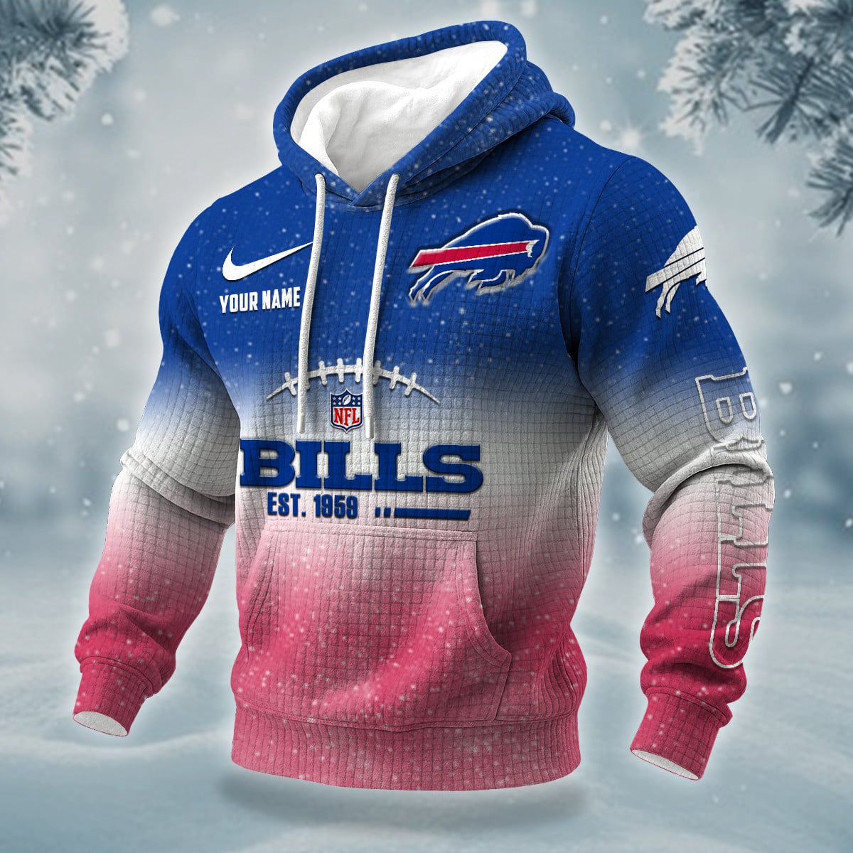 NFL x BUF Personalized Name Waffle Hoodie HLP HLPHUONG