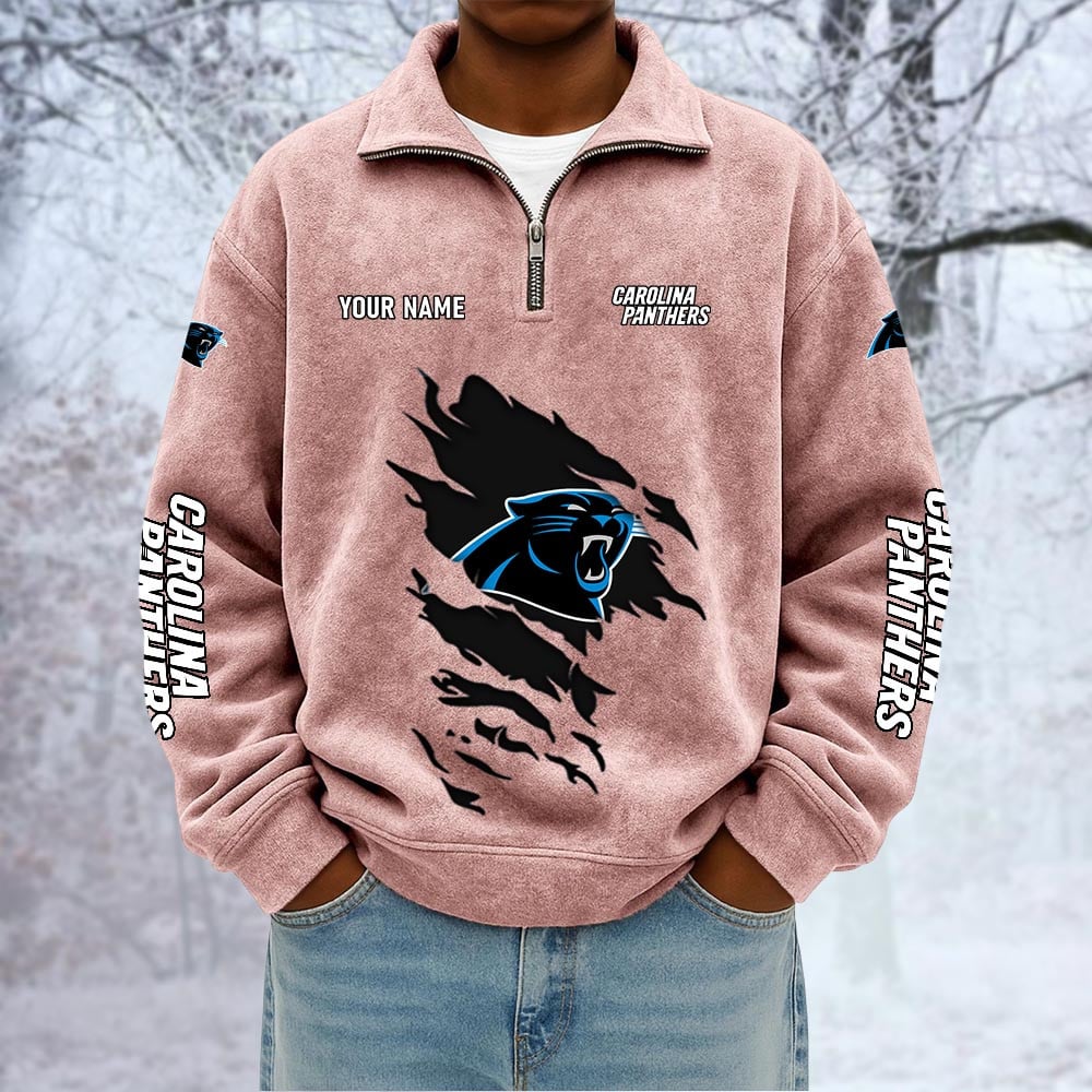 NFL x CAR Custom Name Half-zip Collar Suede Sweatshirt HLP HLPHUONG