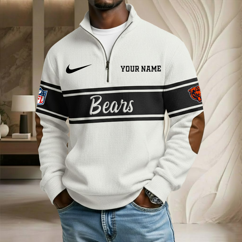 NFL x CHI Custom Name Stand Collar Half-zip Sweatshirt HLP HLPHUONG