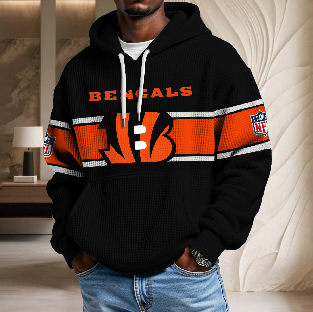 NFL x CIN Black Version Waffle Hoodie HLP HLPHUONG