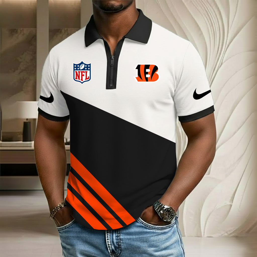 NFL x CIN Sport Zip Polo Golf Shirt HLP HLPHUONG