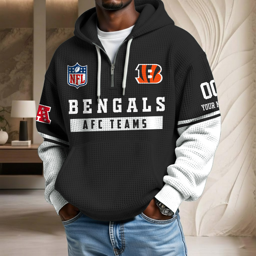 NFL x CIN Team Custom Waffle Half Zip Hoodie HLP HLPHUONG