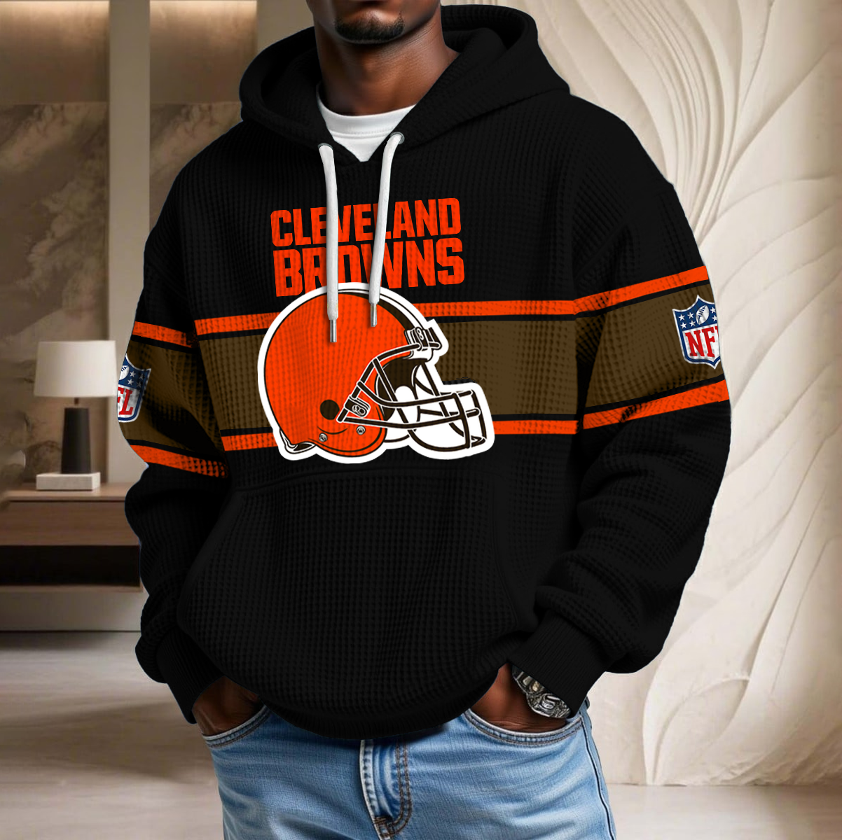 NFL x CLE Black Version Waffle Hoodie HLP HLPHUONG