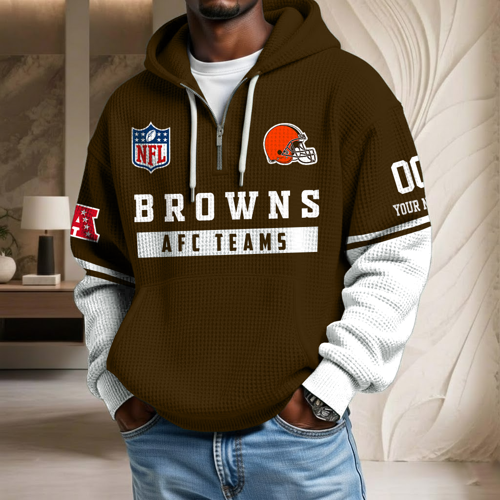 NFL x CLE Team Custom Waffle Half Zip Hoodie HLP HLPHUONG