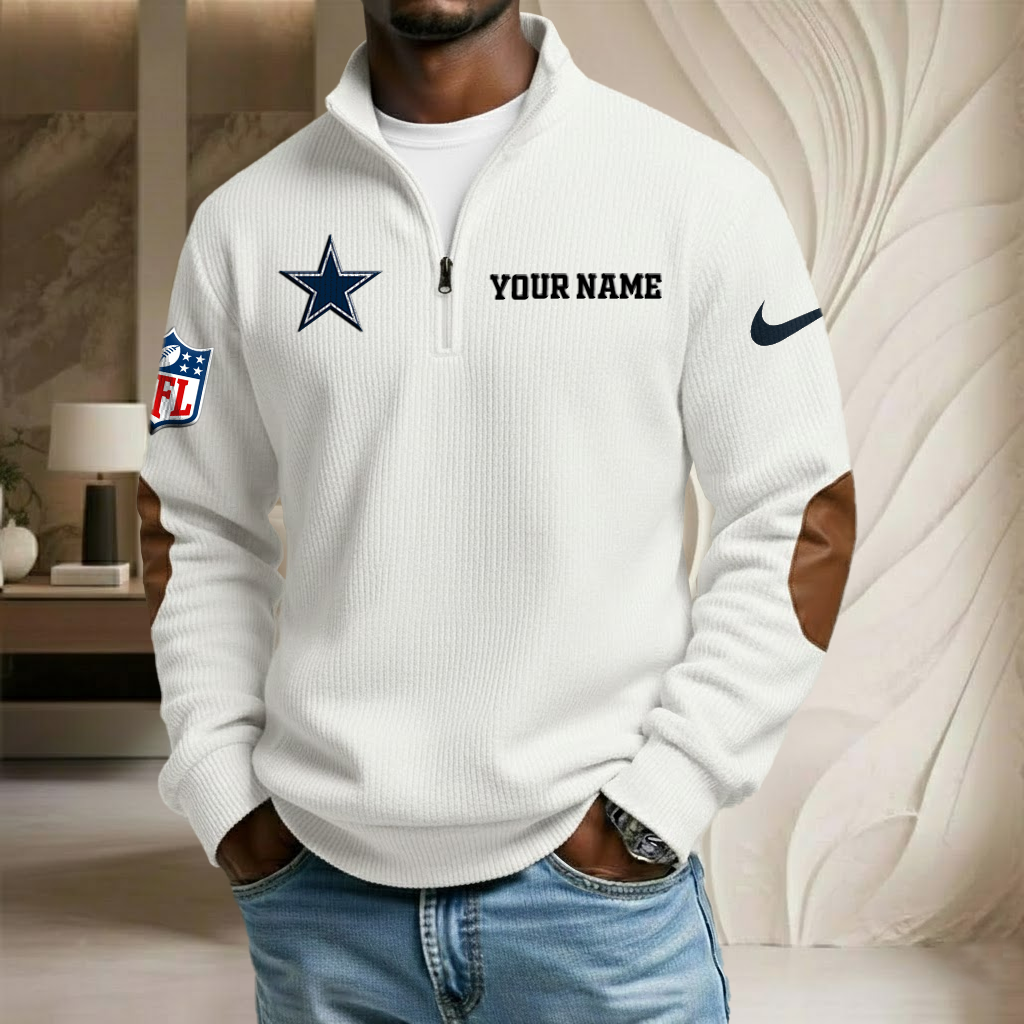 NFL x DAL Custom Name Stand Collar Half-zip Sweatshirt HLP HLPHUONG