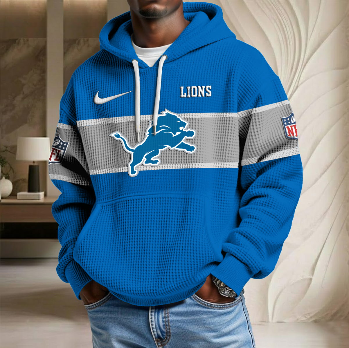 NFL x DET Team Waffle Hoodie HLP HLPHUONG
