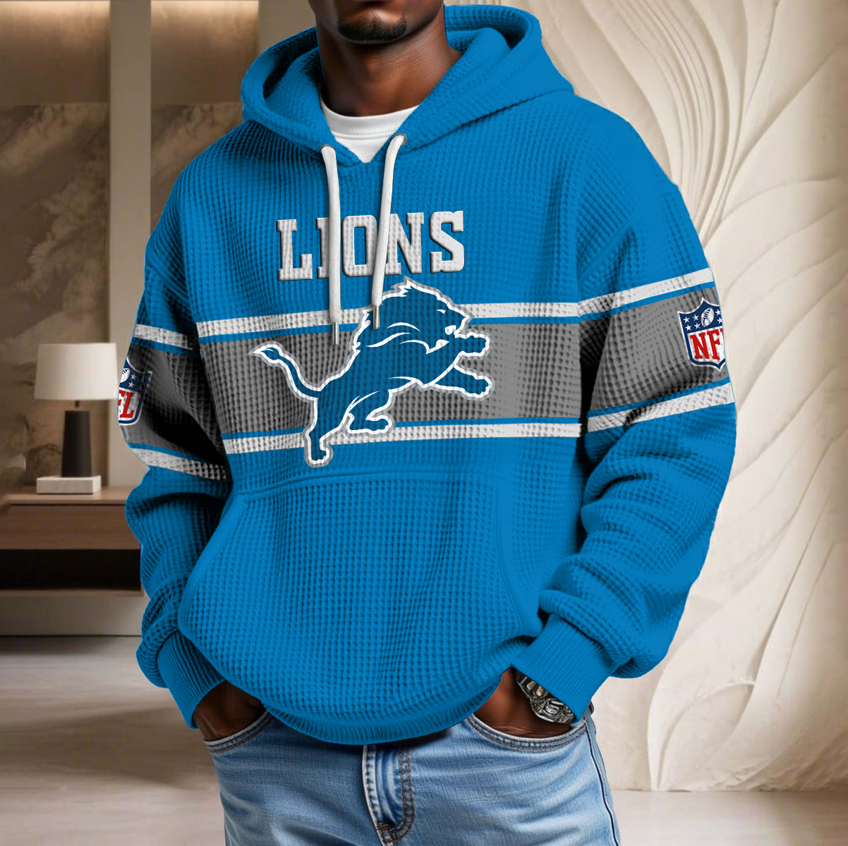 NFL x DET Waffle Hoodie HLP HLPHUONG