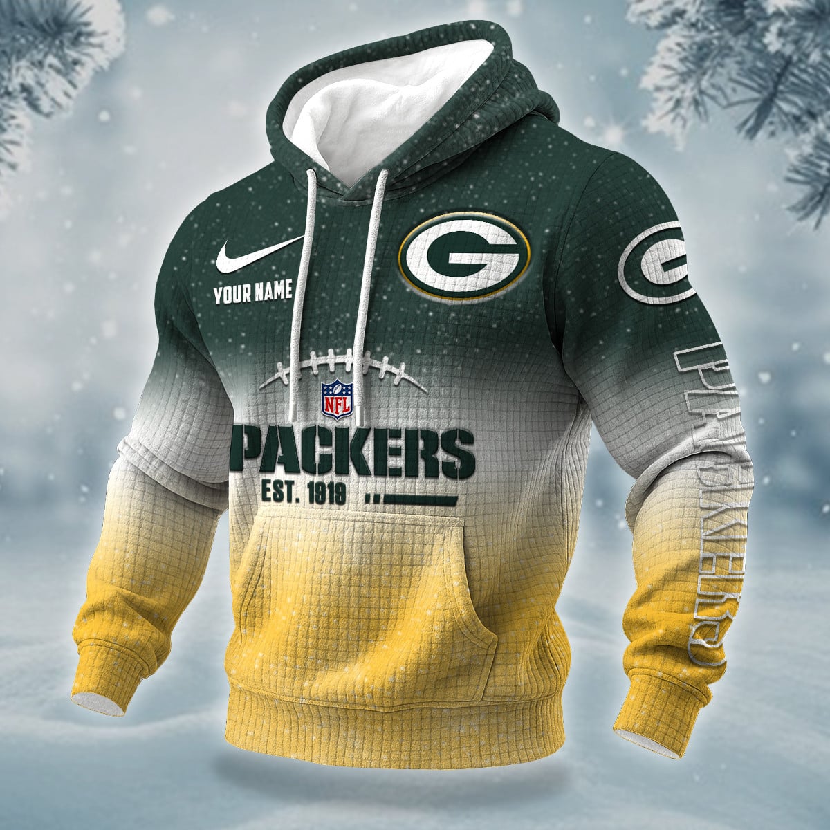 NFL x GB Personalized Name Waffle Hoodie HLP HLPHUONG