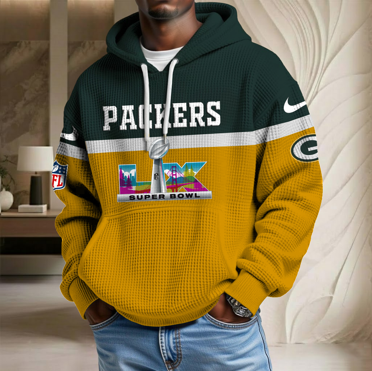 NFL x GB SB LX Waffle Hoodie HLP HLPHUONG