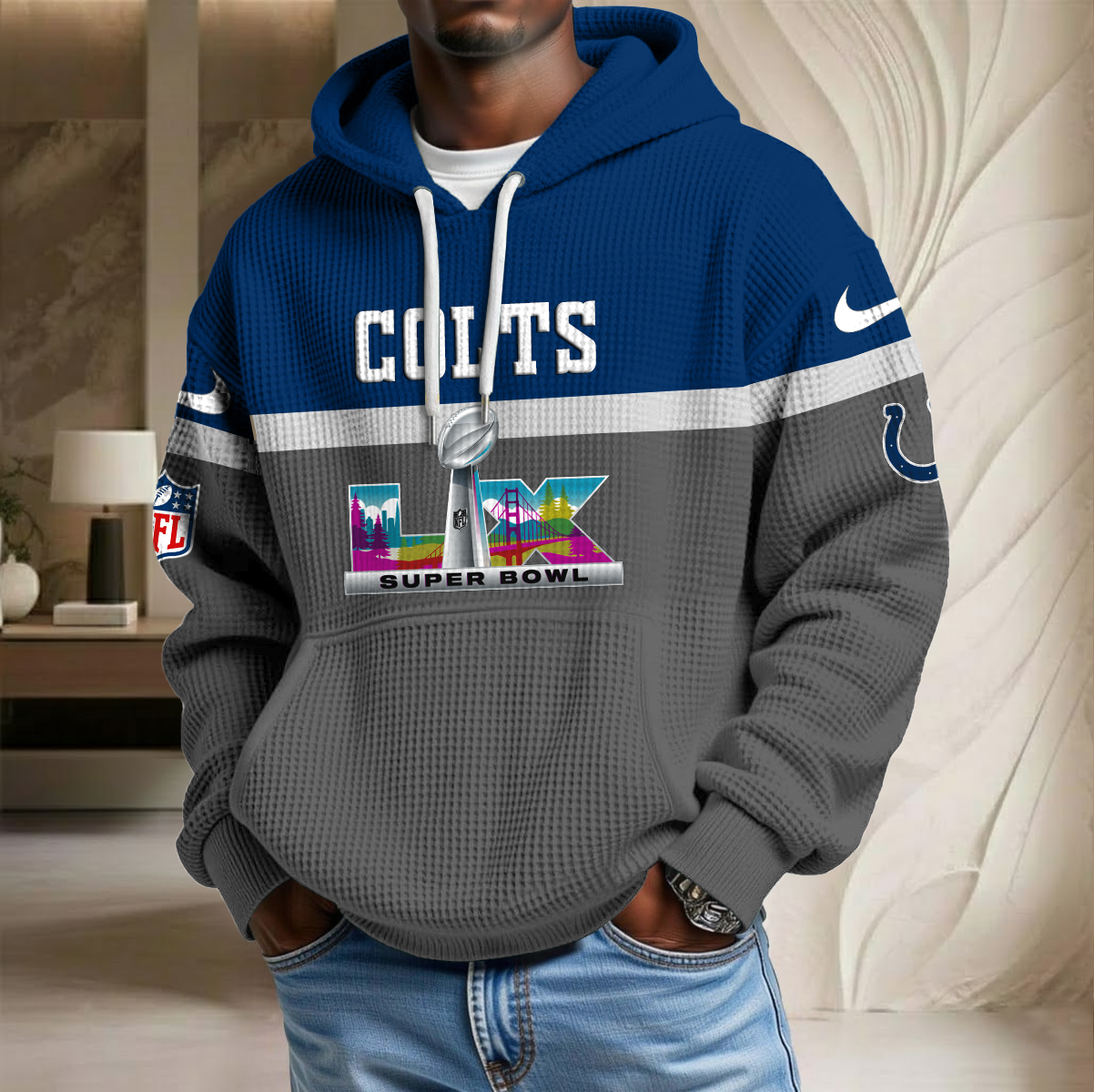 NFL x IND SB LX Waffle Hoodie HLP HLPHUONG