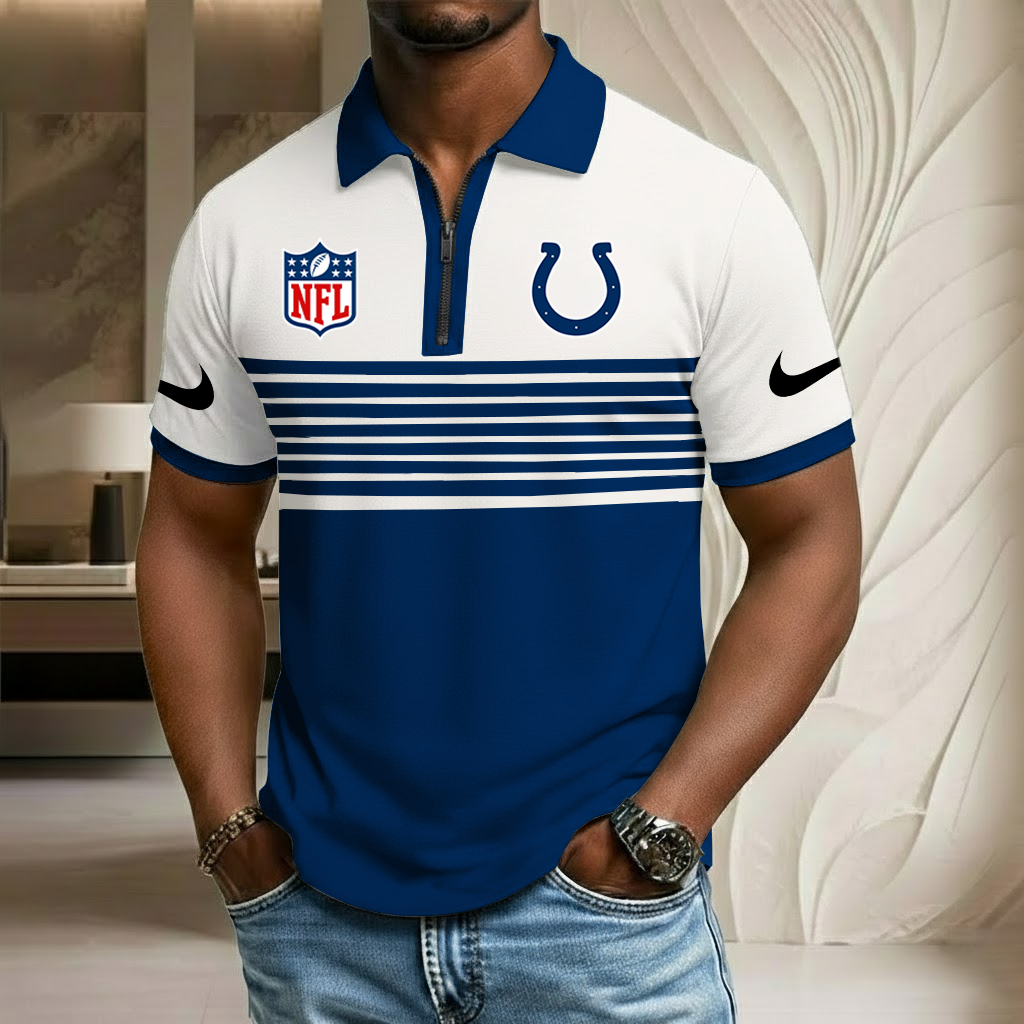 NFL x IND Sport Zip Polo Golf Shirt HLP 250226 HLPHUONG