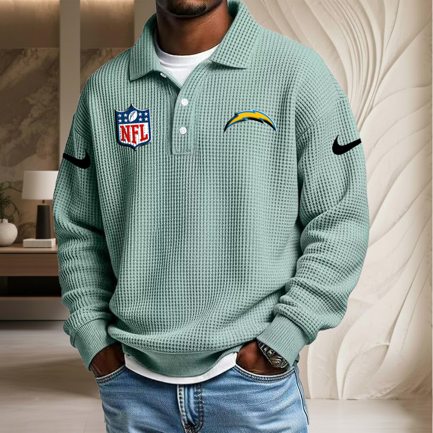 NFL x LAC Waffle Three Button Lapel Polo HLP HLPHUONG