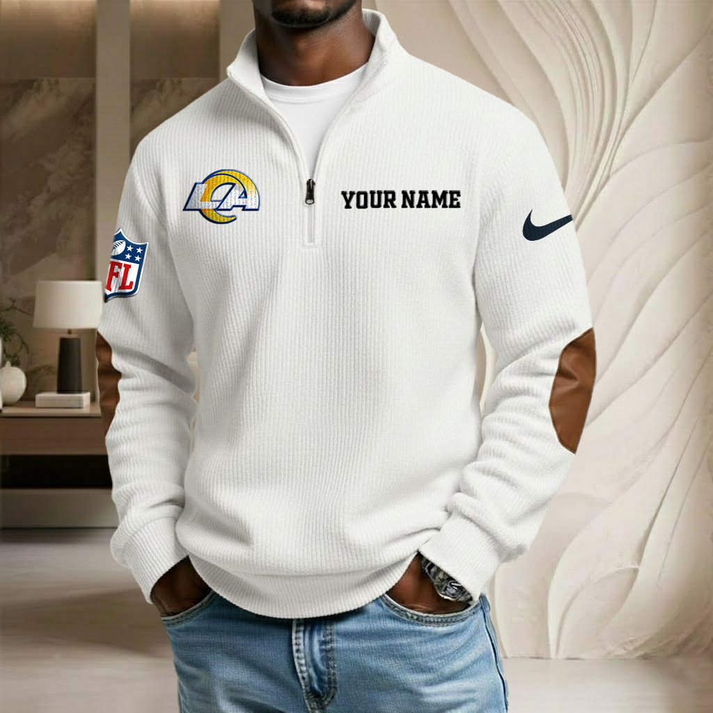 NFL x LAR Custom Name Stand Collar Half-zip Sweatshirt HLP HLPHUONG