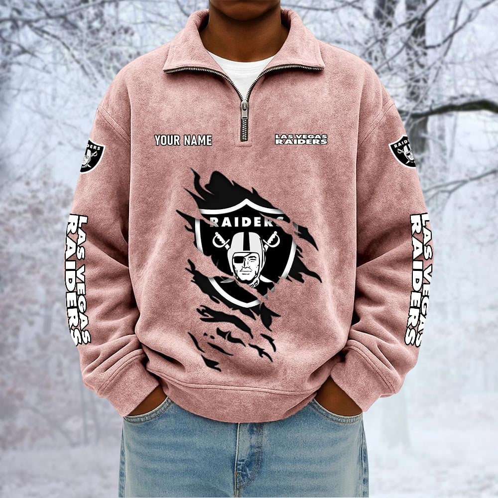 NFL x LV Custom Name Half-zip Collar Suede Sweatshirt HLP HLPHUONG