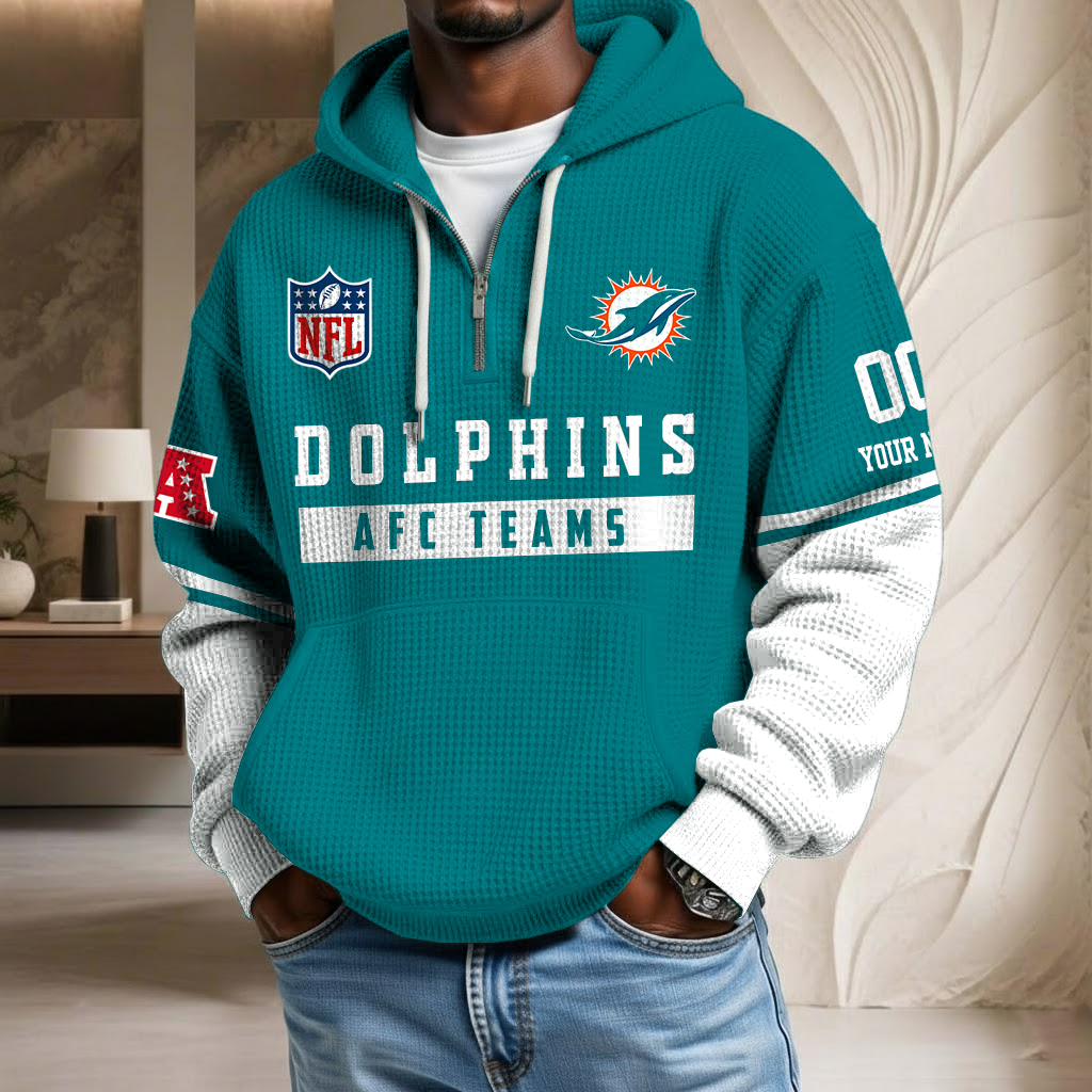 NFL x MIA Team Custom Waffle Half Zip Hoodie HLP HLPHUONG