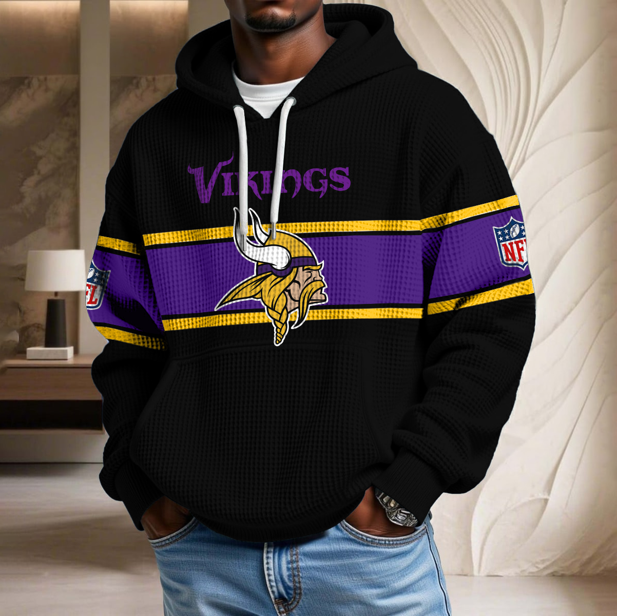 NFL x MIN Black Version Waffle Hoodie HLP HLPHUONG