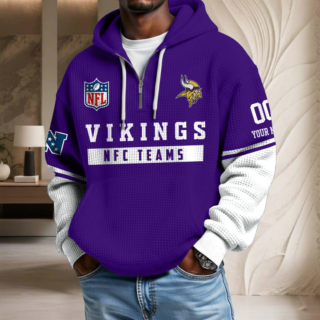 NFL x MIN Team Custom Waffle Half Zip Hoodie HLP HLPHUONG