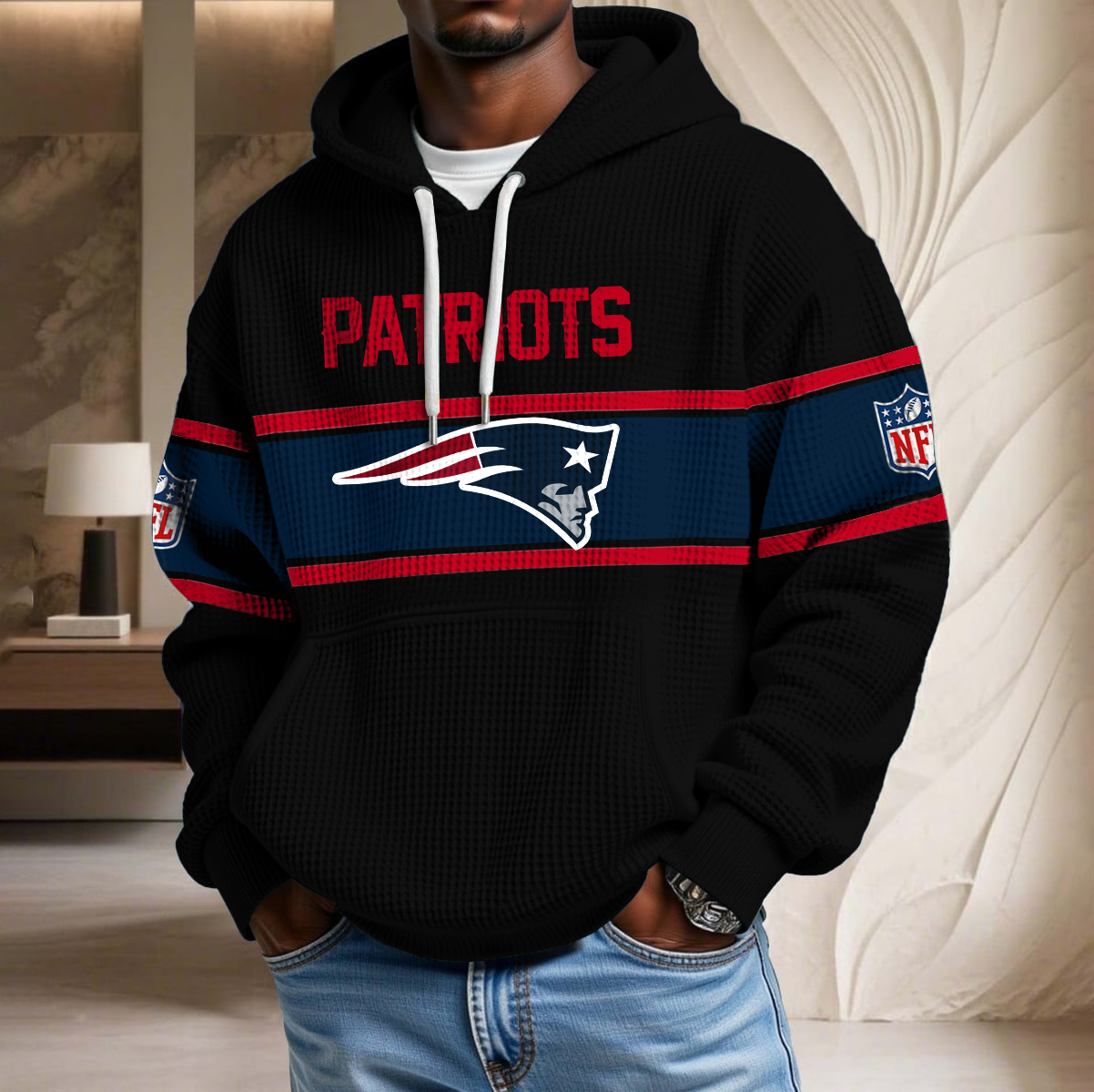 NFL x NE Black Version Waffle Hoodie HLP HLPHUONG