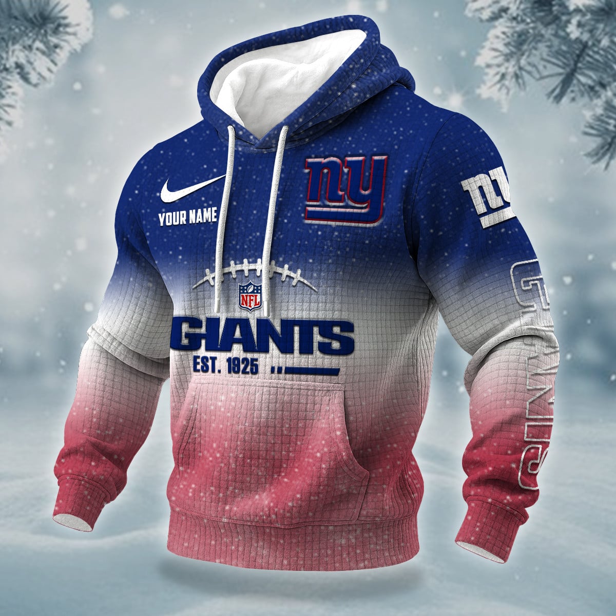 NFL x NYG Personalized Name Waffle Hoodie HLP HLPHUONG