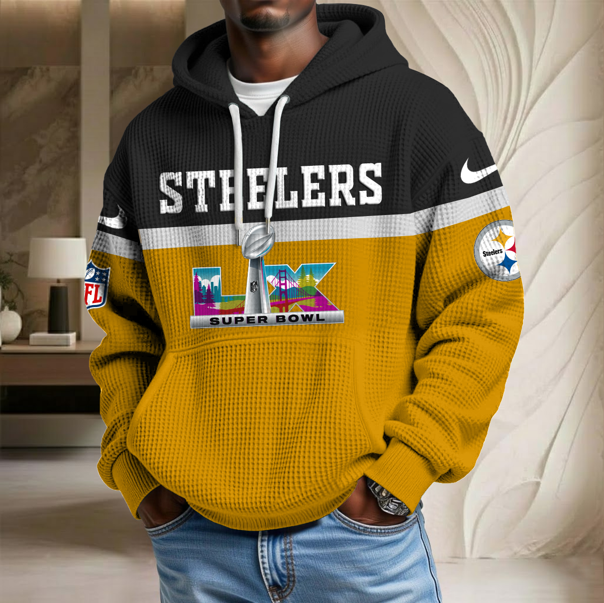 NFL x PIT SB LX Waffle Hoodie HLP HLPHUONG