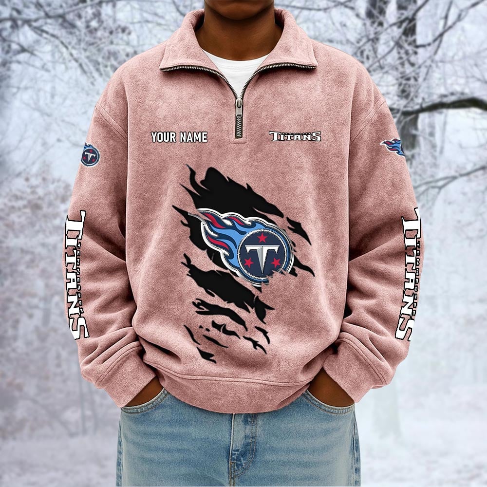 NFL x TEN Custom Name Half-zip Collar Suede Sweatshirt HLP HLPHUONG