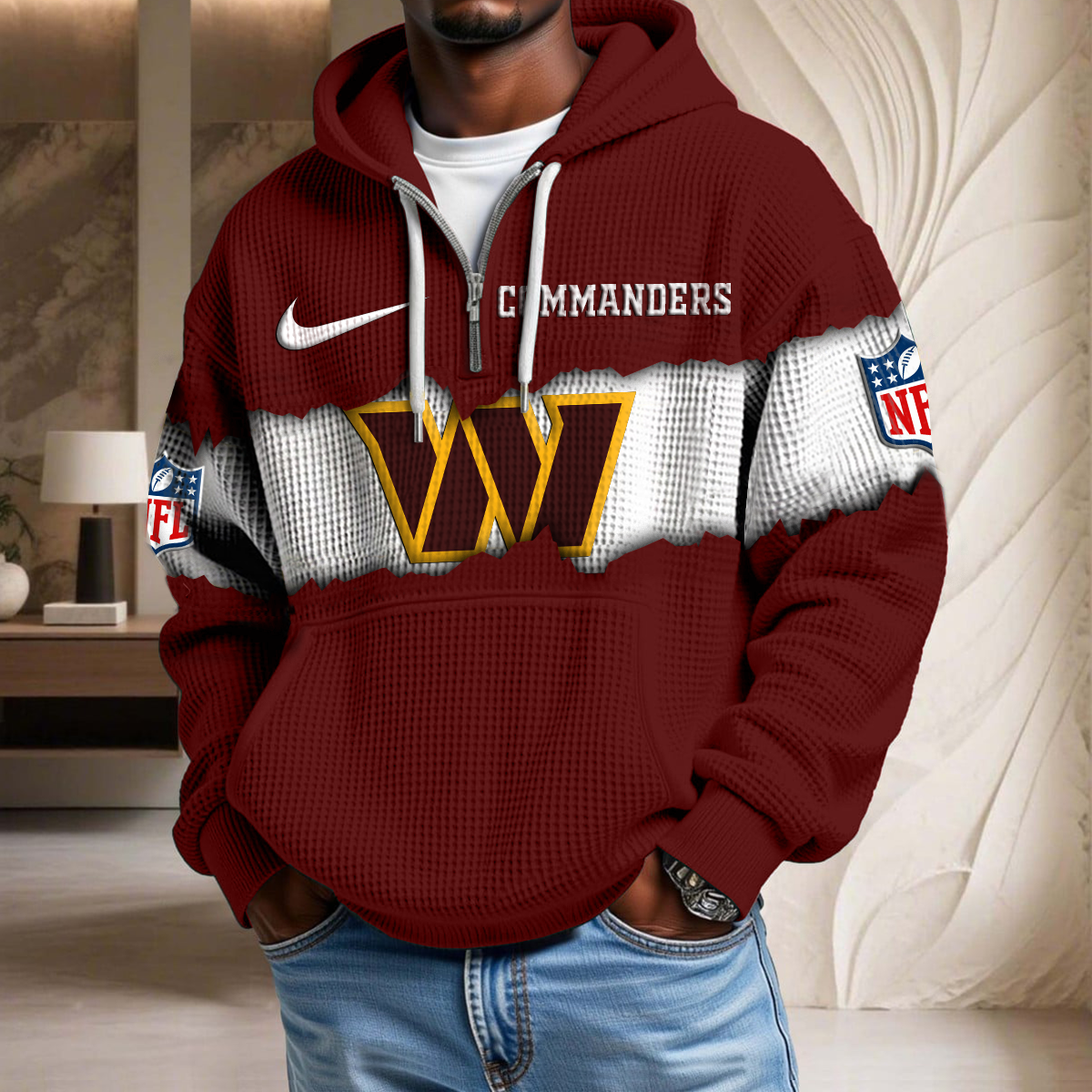 NFL x WAS Crack Waffle Half Zip Hoodie HLP HLPHUONG