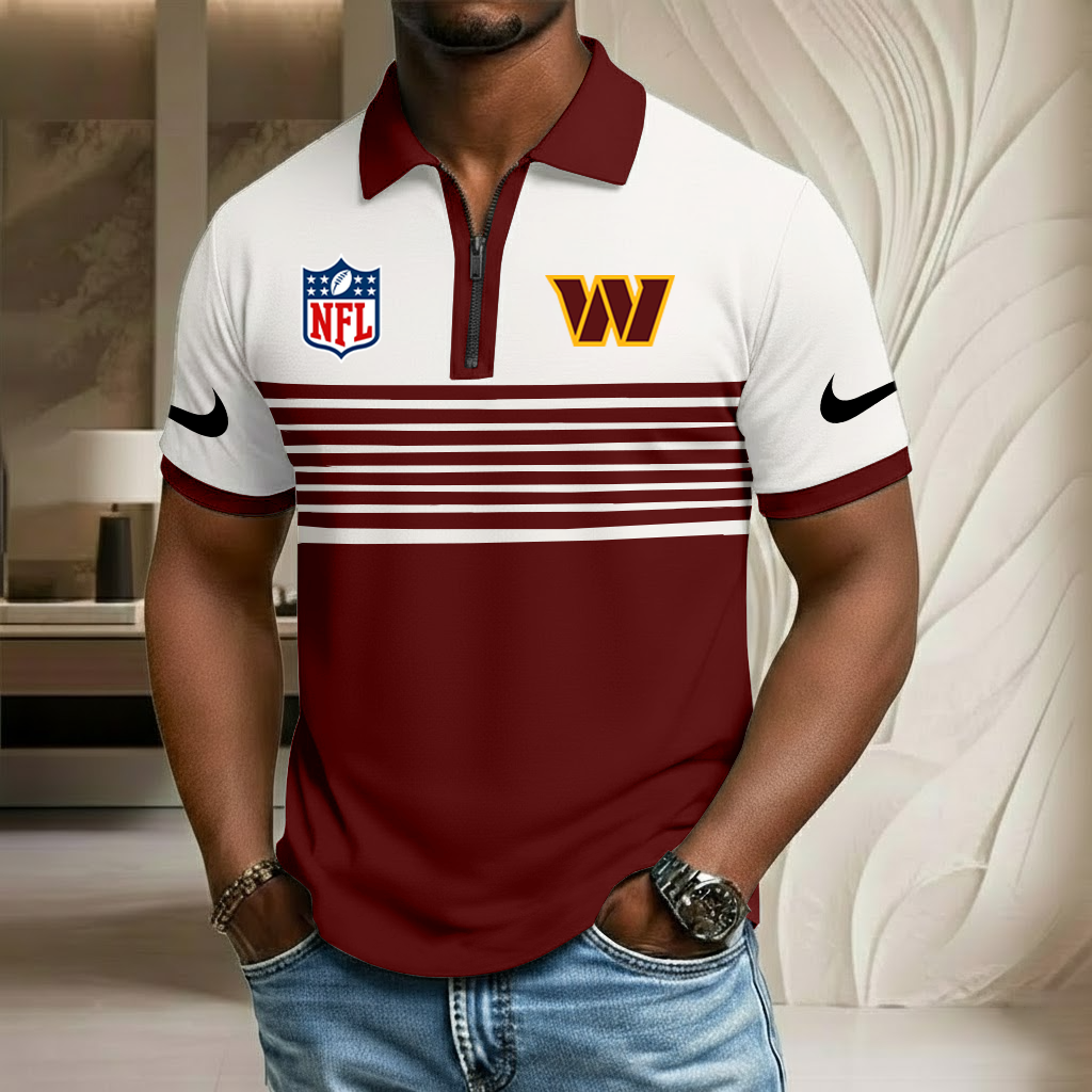 NFL x WAS Sport Zip Polo Golf Shirt HLP 250226 HLPHUONG