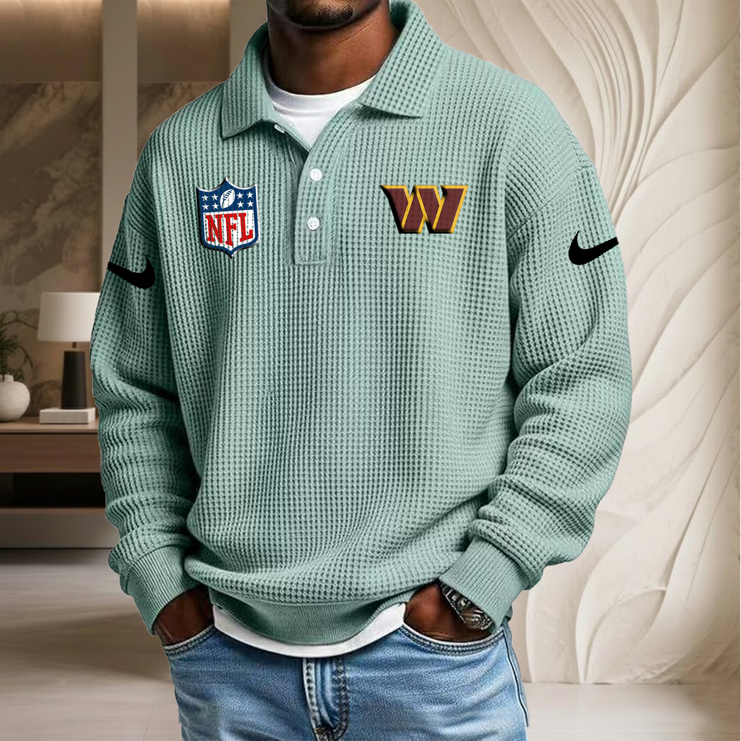 NFL x WAS Waffle Three Button Lapel Polo HLP HLPHUONG