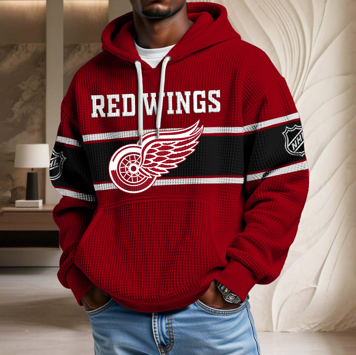 NHL x DET Waffle Hoodie HLP HLPHUONG