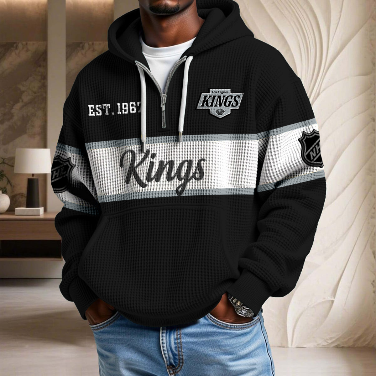 NHL x LAK EST Waffle Half Zip Hoodie HLP HLPHUONG