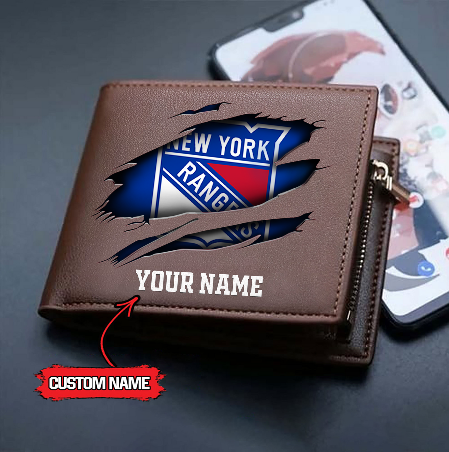 NHL x NYR Custom Name Leather Wallet HLP HLPHUONG