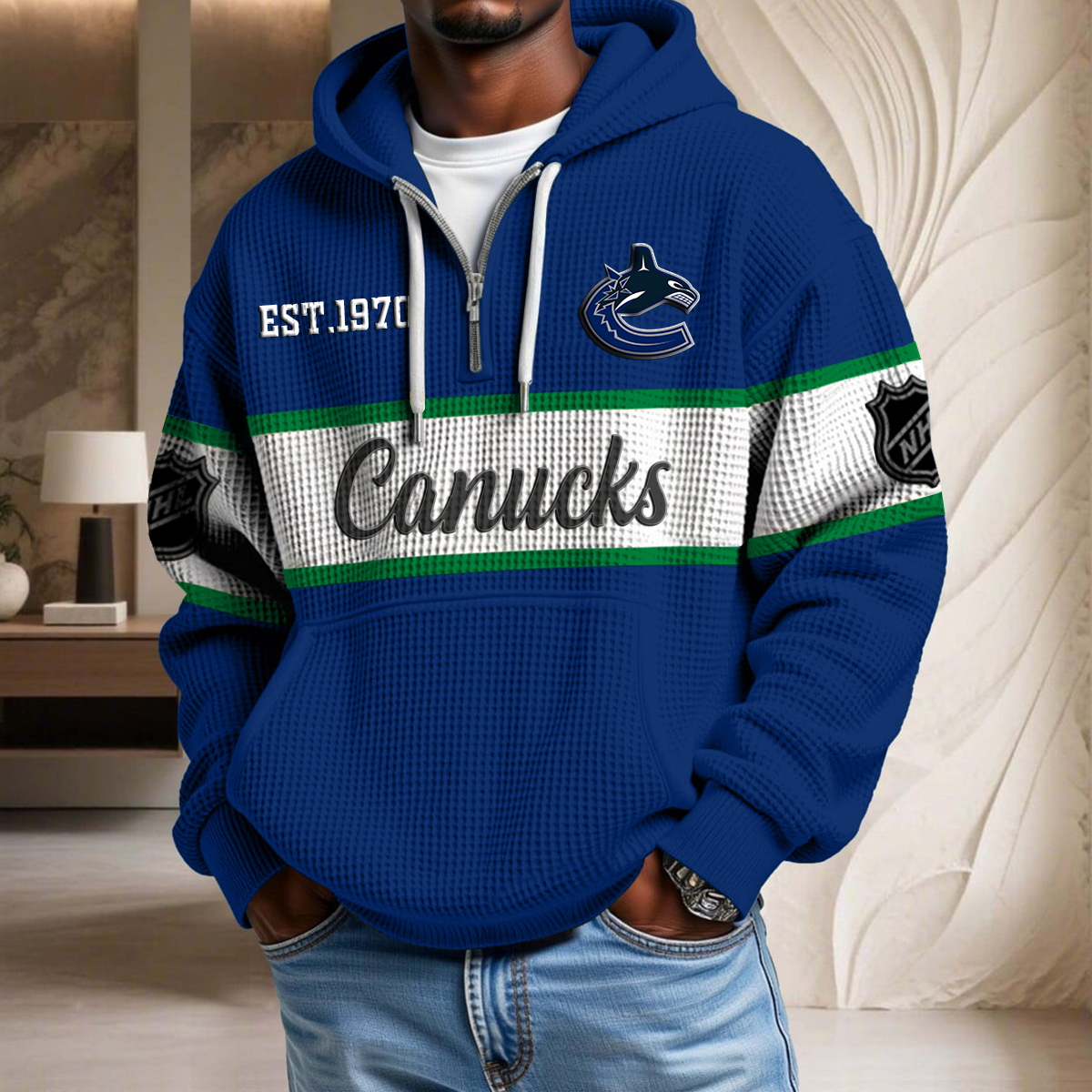 NHL x VC EST Waffle Half Zip Hoodie HLP HLPHUONG