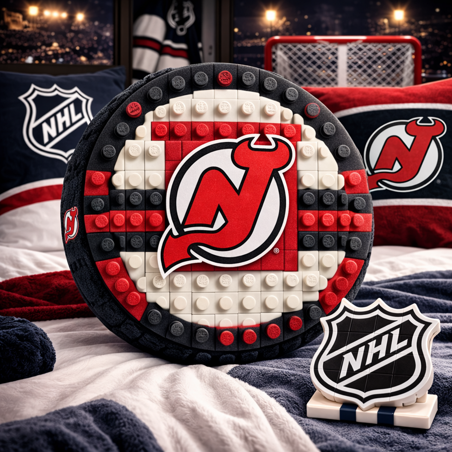 NJD x NHL Hockey Logo Plush Pillow NAK NHT